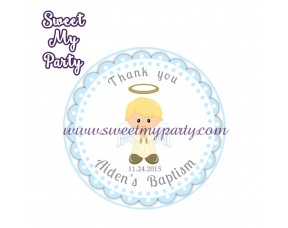 Boy Baptism stickers,Boy Christening thank you tags,(8)